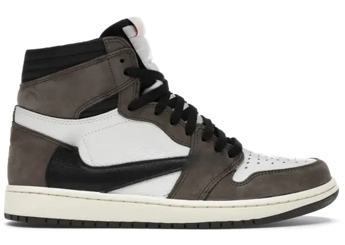 Chaussures de Basket Retro High Travis Scott Blanc et Marron avec Logo style J1