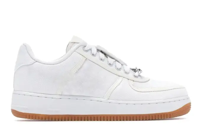 Chaussures de Basket Basses Travis Scott Blanc avec Logo en Métal style AF1